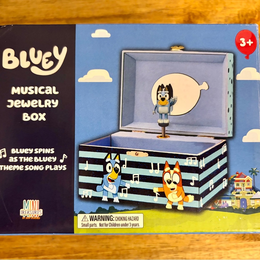 Bluey Musical Jewelry Box with Blue and Teal Stripes - Picture 6 of 6